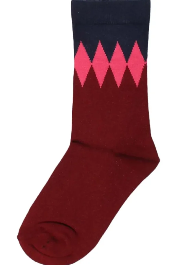 Danefæ Danewalk with me Socks Redwine/Dk Navy DIAMONDS | Dame Strømper
