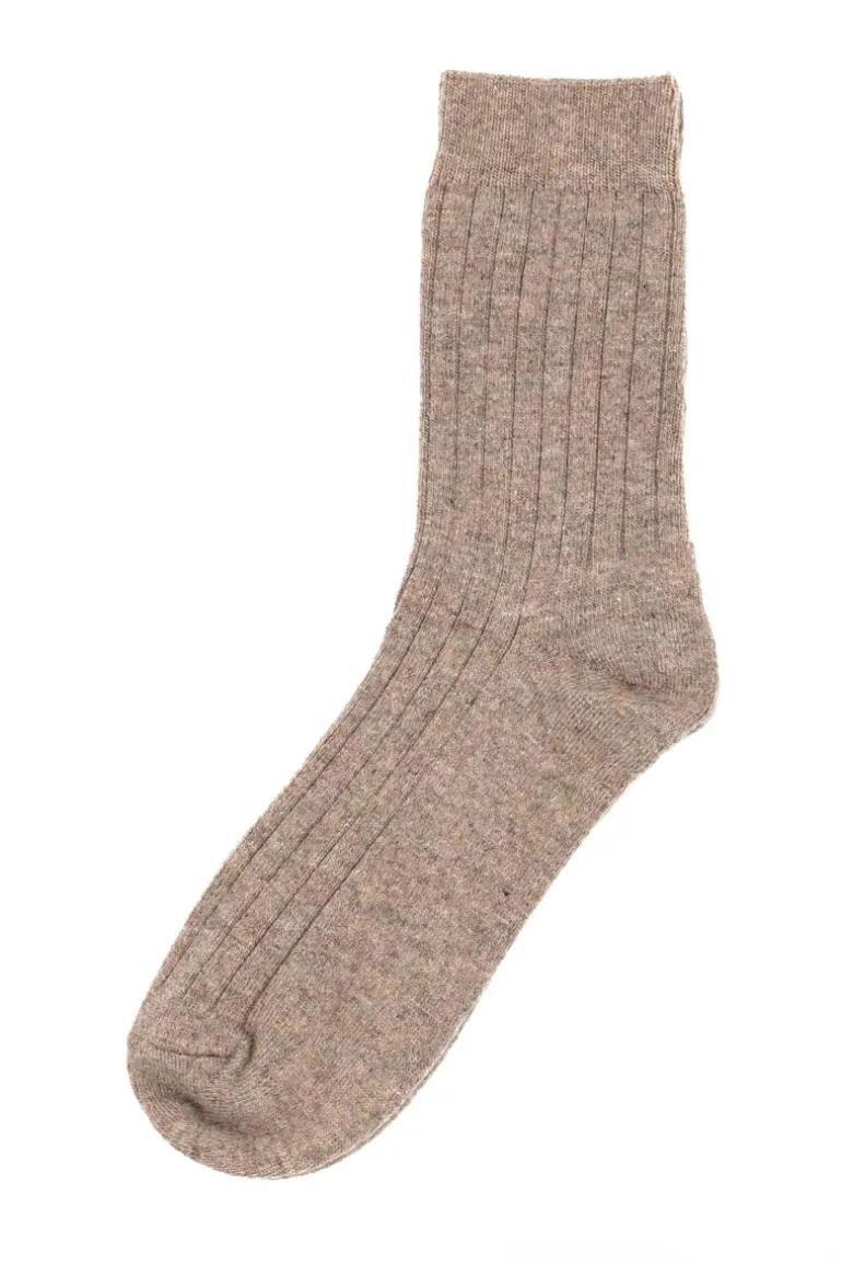 Danefæ Danewinter Woolen Rib Socks - Coffee | Dame Strømper