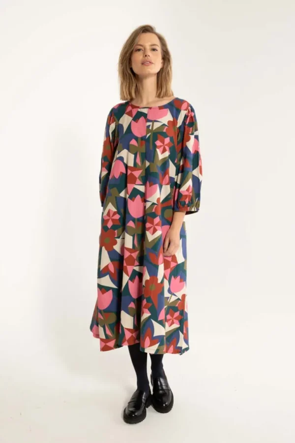 Danefæ Daniris Searsucker Dress Dark Slate GEOFLEUR | Dame Kjoler