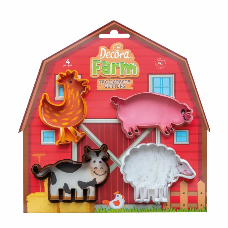 Danefæ Decora Plastic Cookie Cutter Set of 4 Farm Animals | Bagehjørnet