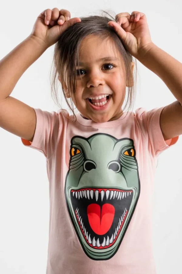 Danefæ Dyrgrowl T Powder Peach T-REX | Børn T-shirts