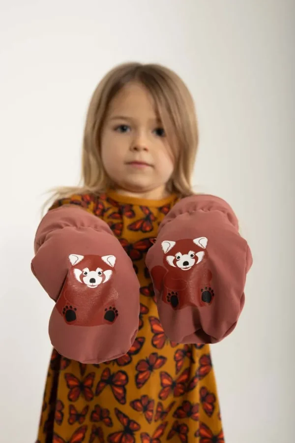 Danefæ Dyrpaw Mittens Antique Rose ROED PANDA | Børn Vanter Og Huer