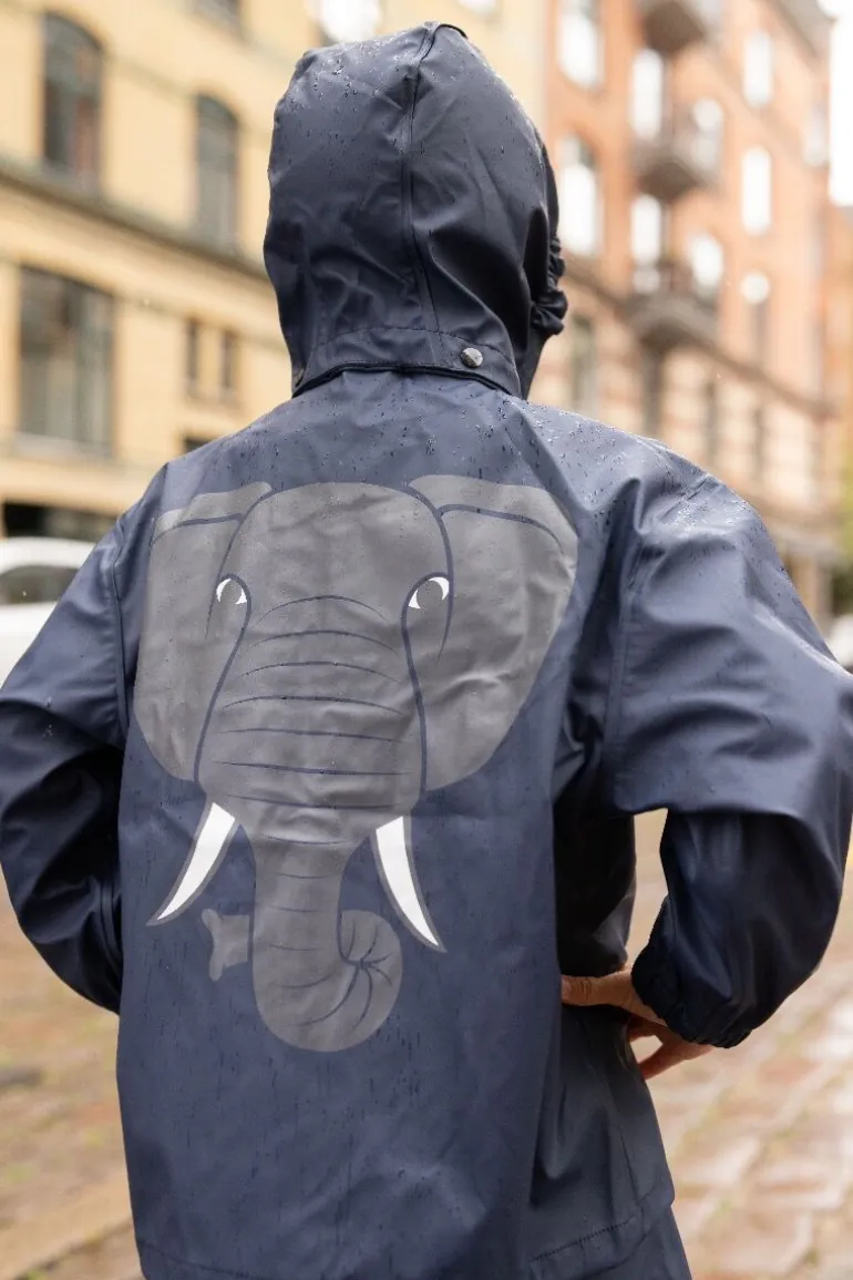 Danefæ Dyrranger Rain Jacket Navy ELEFANT | Børn Regntøj | Regntøj
