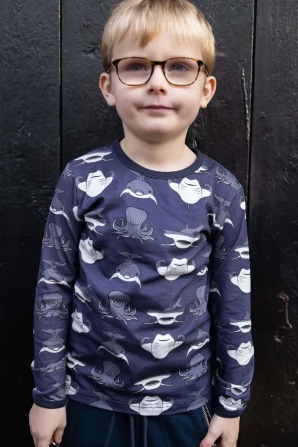 Danefæ Dyrroar T AOP/STRIB Grey Marine MARINELIV | Børn Bluser