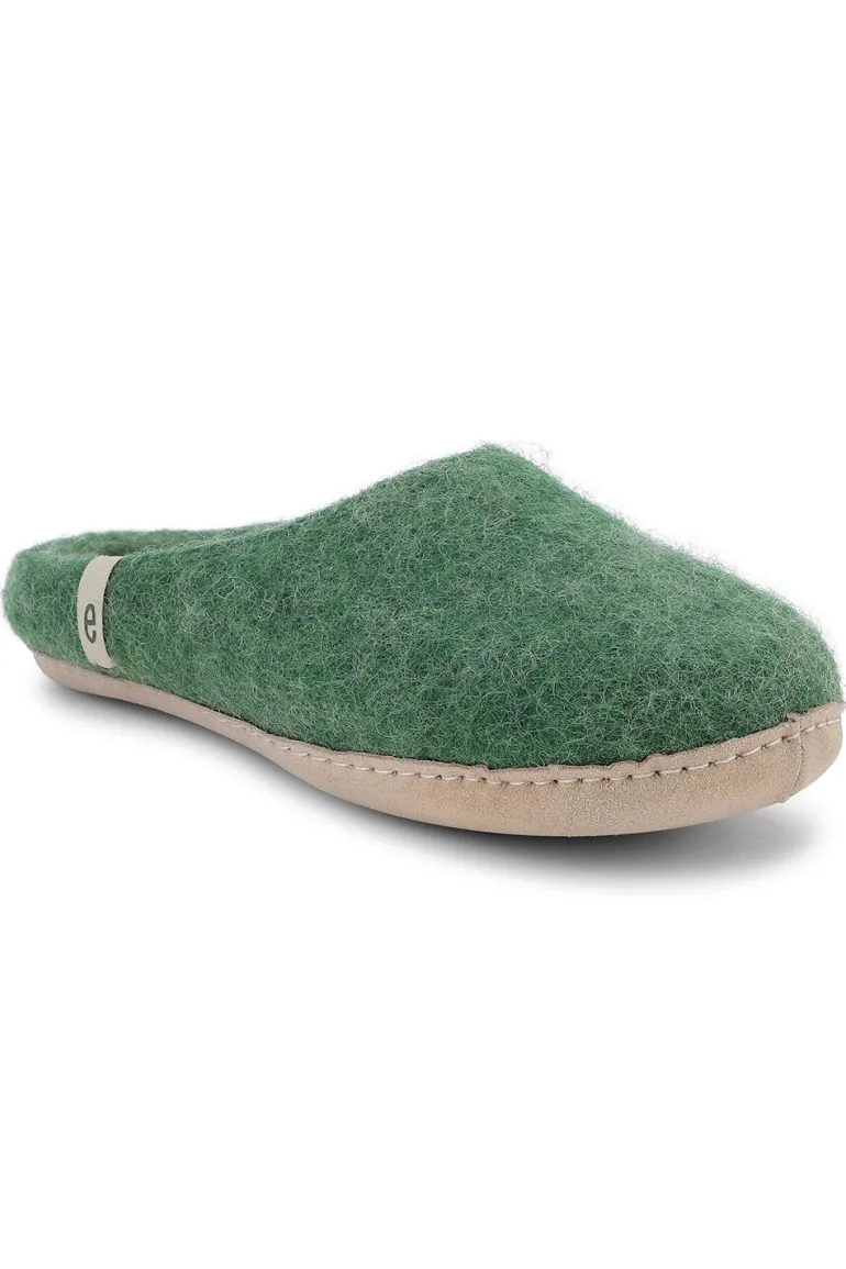 Danefæ Egos Copenhagen Wool Slipper Green | Dame Hjemmesko