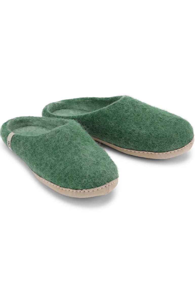 Danefæ Egos Copenhagen Wool Slipper Green | Dame Hjemmesko