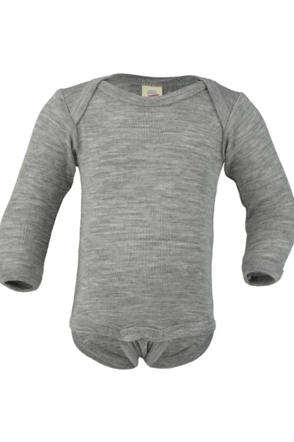 Danefæ Engel Wool Natur Baby Body LS GOTS Lt Grey Melange | Uld | Bodies