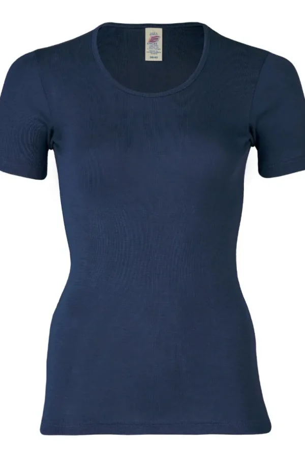 Danefæ Engel Wool Natur Ladies Shirt SS Navy Blue | Dame Undertøj | T-shirts