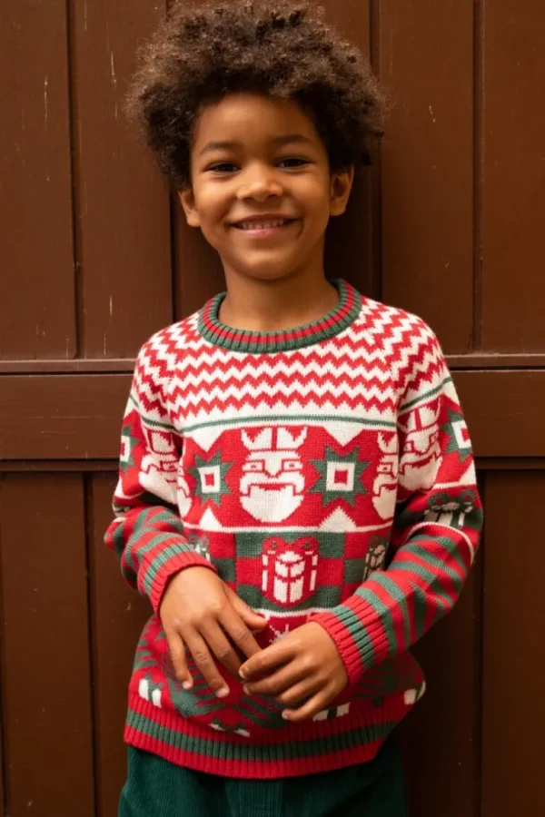 Danefæ ESS - DaneHOHOHO Sweater Xmas red/Offwhite/Green | Børn Strik