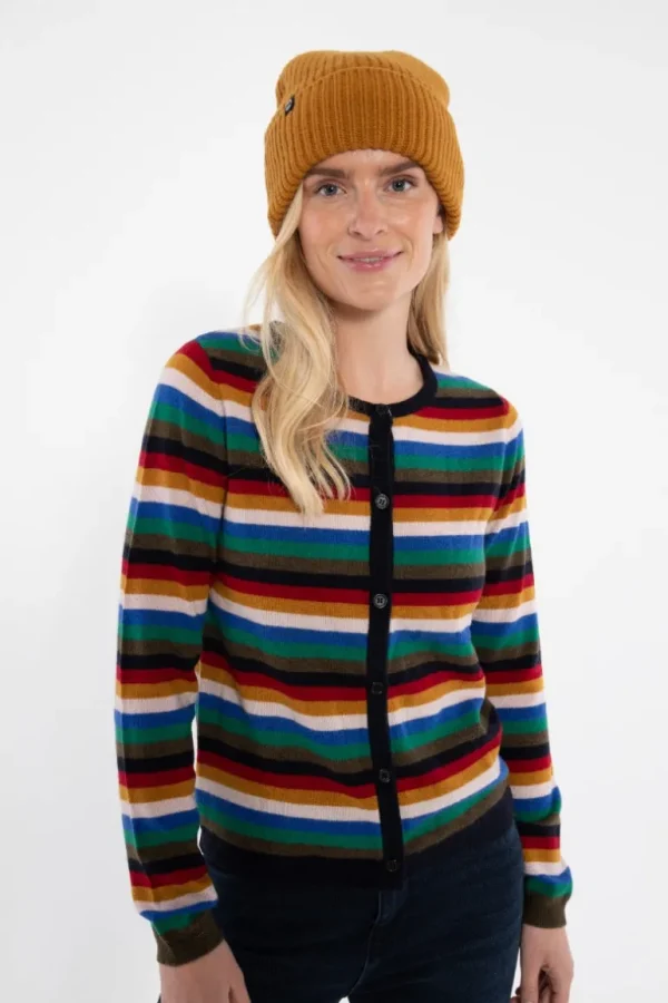 Danefæ ESS - Forget me not Merino Cardigan Royal Stripe | Dame Cardigan | Strik