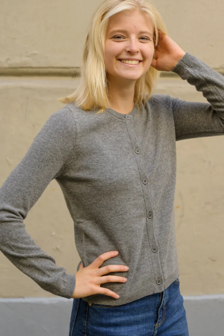 Danefæ ESS - Forget me not Merino Cardigan Heather Grey | Dame Cardigan | Strik
