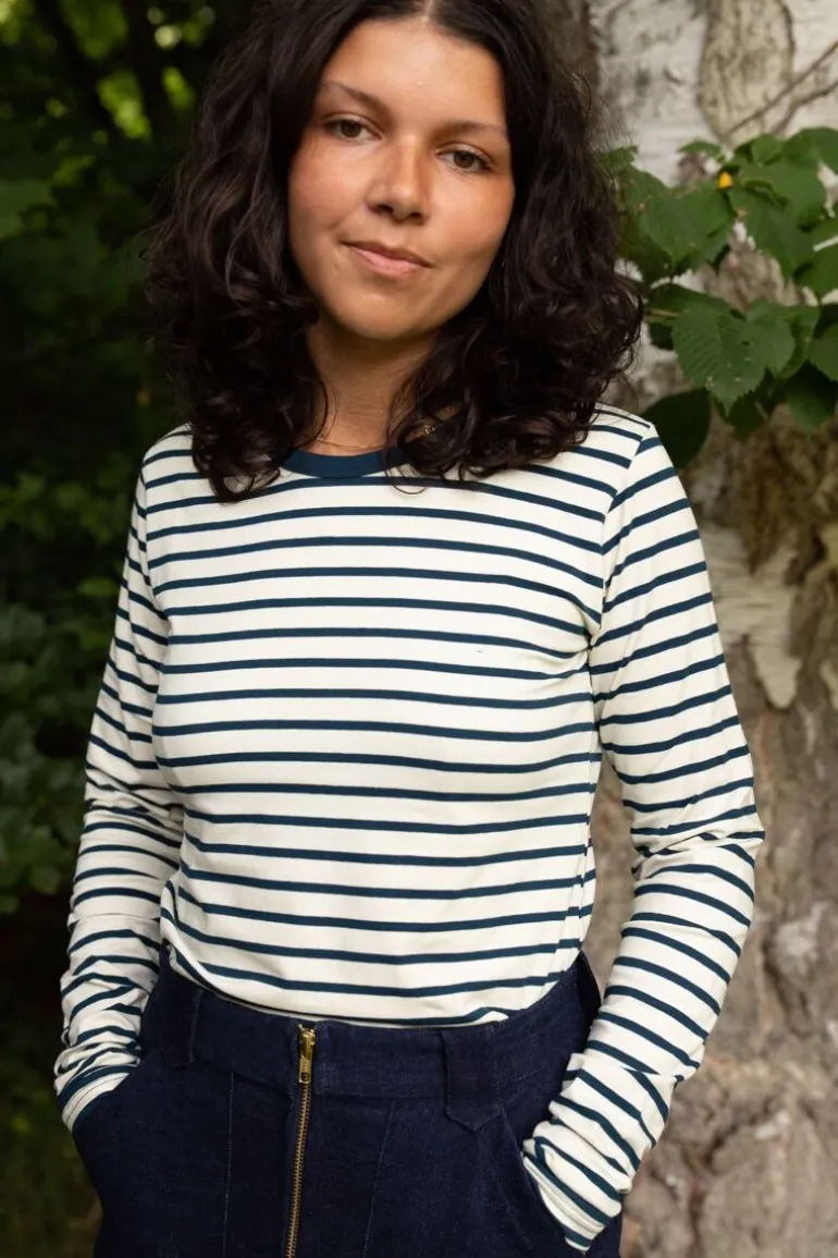 Danefæ ESS - ORGANIC Danemakker LS Dark Navy/Chalk | Dame Bluser