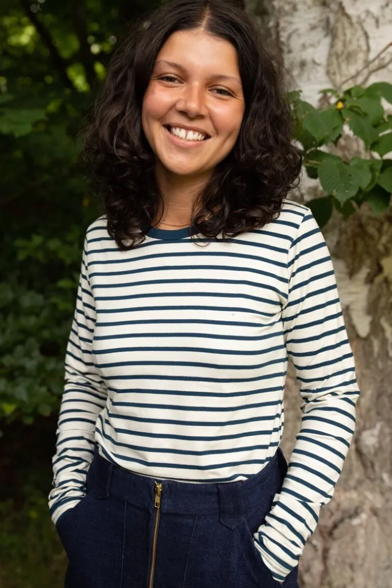 Danefæ ESS - ORGANIC Danemakker LS Dark Navy/Chalk | Dame Bluser