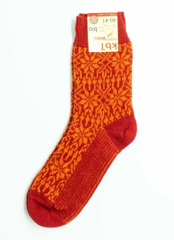 Danefæ Hirsch Natur Wool Socks Dk Red/Orange | Dame Strømper
