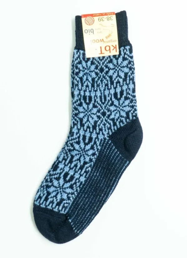 Danefæ Hirsch Natur Wool Socks Marine/Lt Blue | Dame Strømper