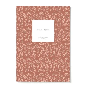 Danefæ Kartotek Notebook Small Terracotta LEAVES | Kort Og Notesbøger