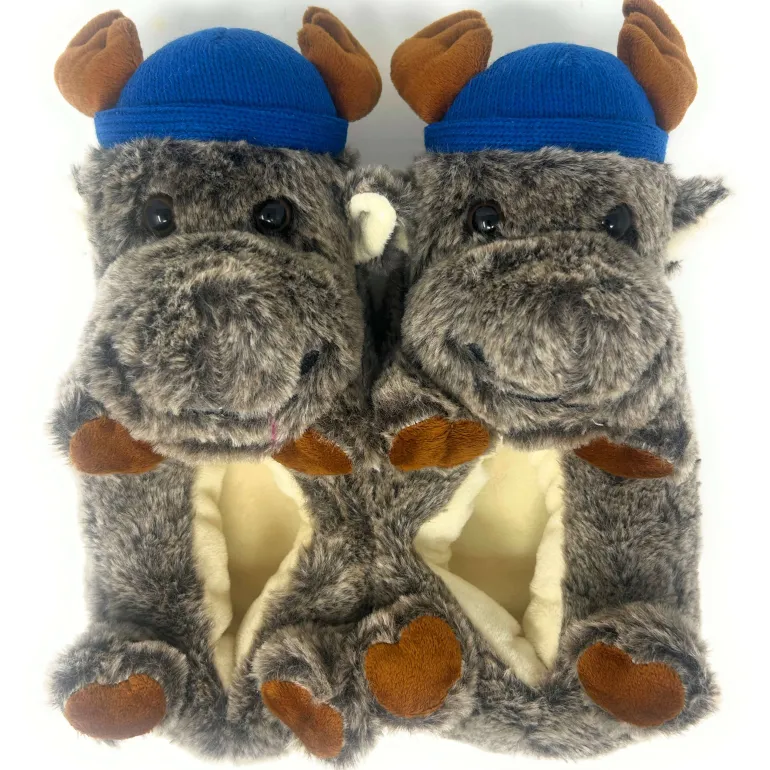 Danefæ Kid's Animal Plush Non-Slip Slippers Dash the Moose | Børn Hjemmesko | Sko