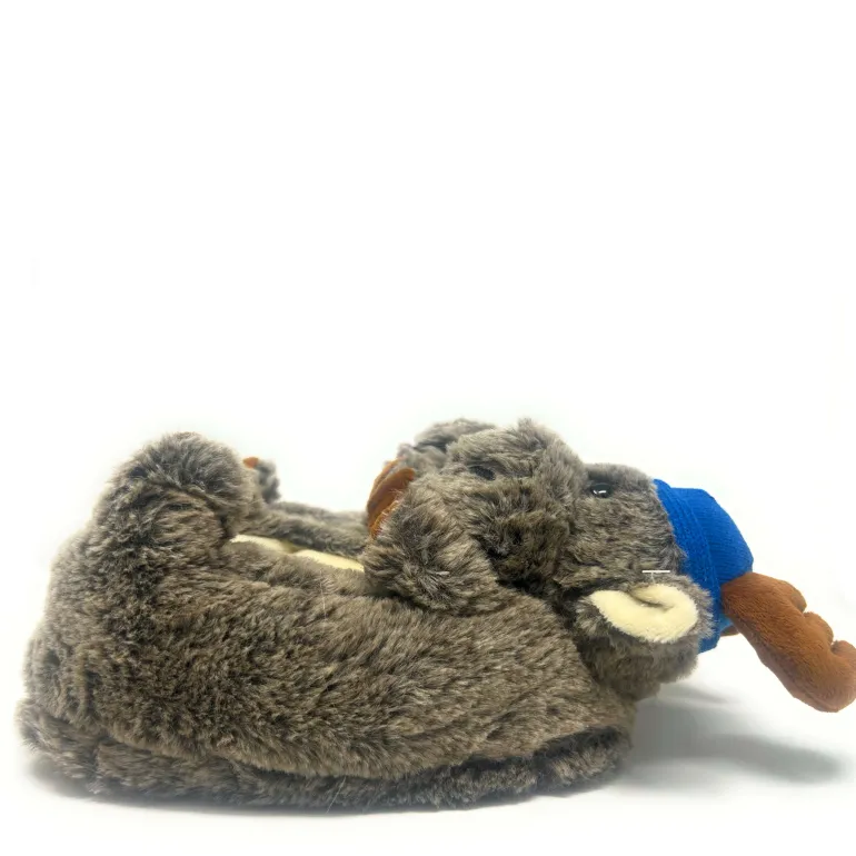Danefæ Kid's Animal Plush Non-Slip Slippers Dash the Moose | Børn Hjemmesko | Sko