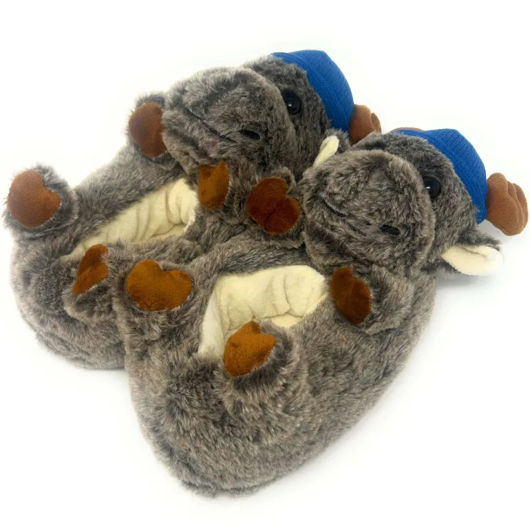 Danefæ Kid's Animal Plush Non-Slip Slippers Dash the Moose | Børn Hjemmesko | Sko