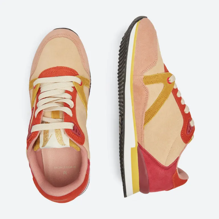 Danefæ M.MOUSTACHE André Running Sneakers Suede Rose Nude Jaune | Dame Sneakers