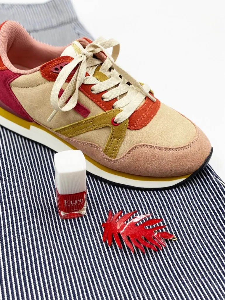 Danefæ M.MOUSTACHE André Running Sneakers Suede Rose Nude Jaune | Dame Sneakers