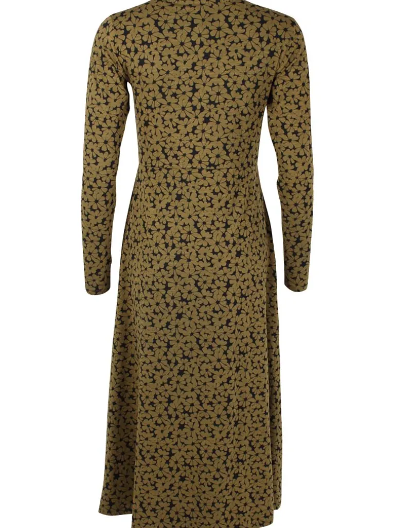 Danefæ ORGANIC - Danemusical Viscose Slub Dress Olive FLOWERY | Dame Kjoler
