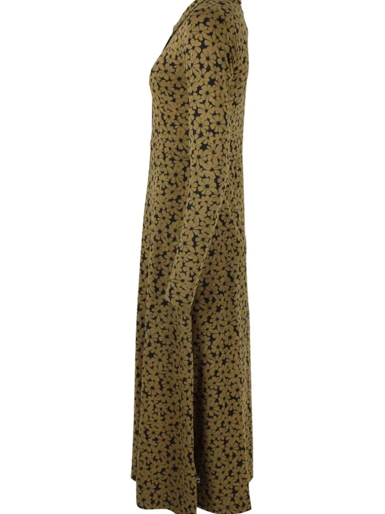 Danefæ ORGANIC - Danemusical Viscose Slub Dress Olive FLOWERY | Dame Kjoler