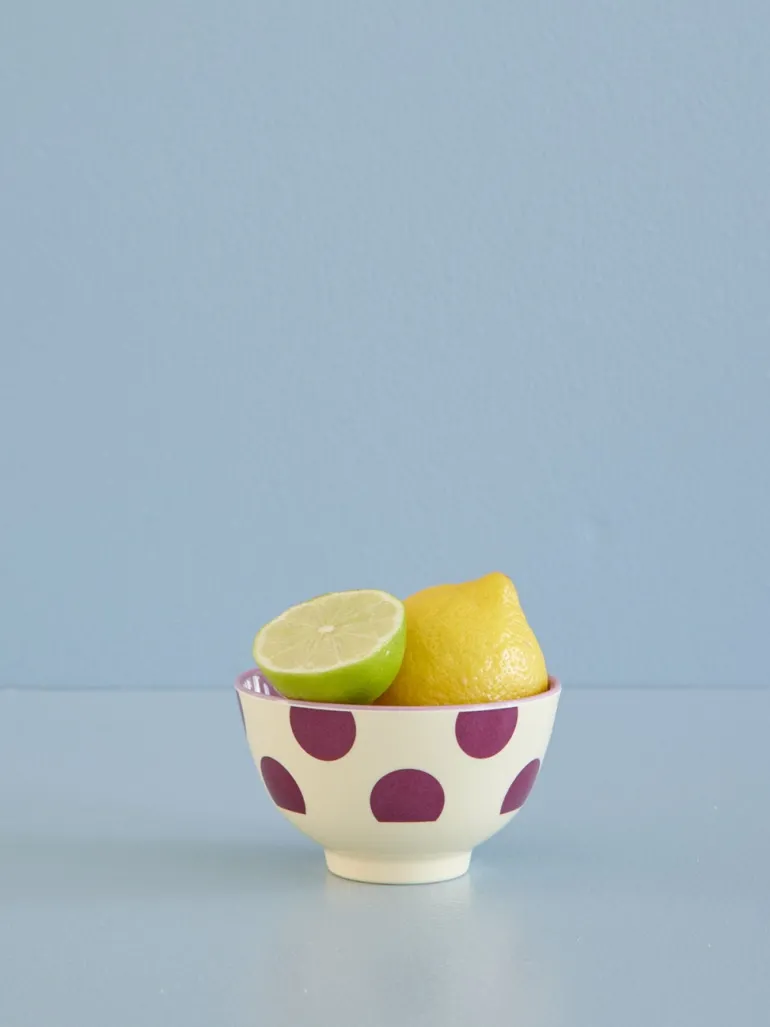 Danefæ Rice Lille Skål Cream Purple Dots Print | Rice