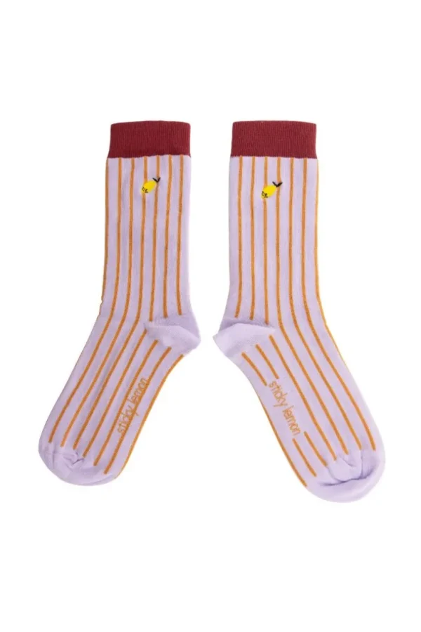 Danefæ Sticky Lemon Socks Stripes Hazy Lilac | Dame Strømper