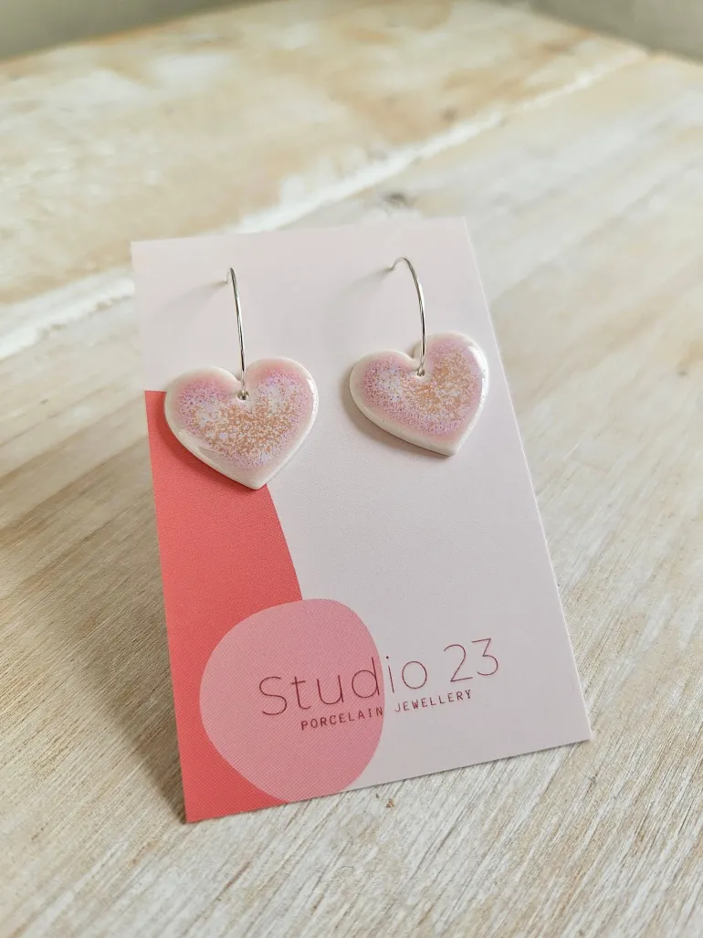 Danefæ Studio 23 Heart Drop Earring Pair Blush Pink | Dame Smykker
