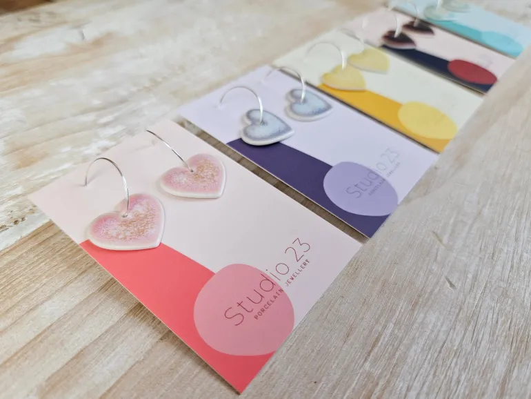 Danefæ Studio 23 Heart Drop Earring Pair Blush Pink | Dame Smykker