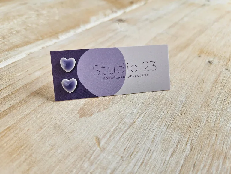 Danefæ Studio 23 Heart Stud Earring Pair Red | Dame Smykker