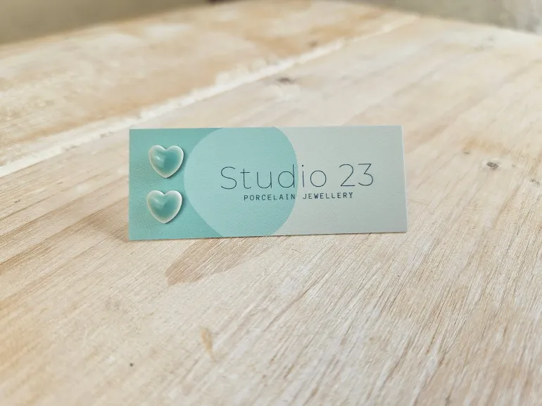 Danefæ Studio 23 Heart Stud Earring Pair Red | Dame Smykker