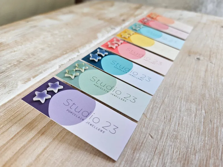 Danefæ Studio 23 Star Stud Earring Pair Burgundy/Navy | Dame Smykker